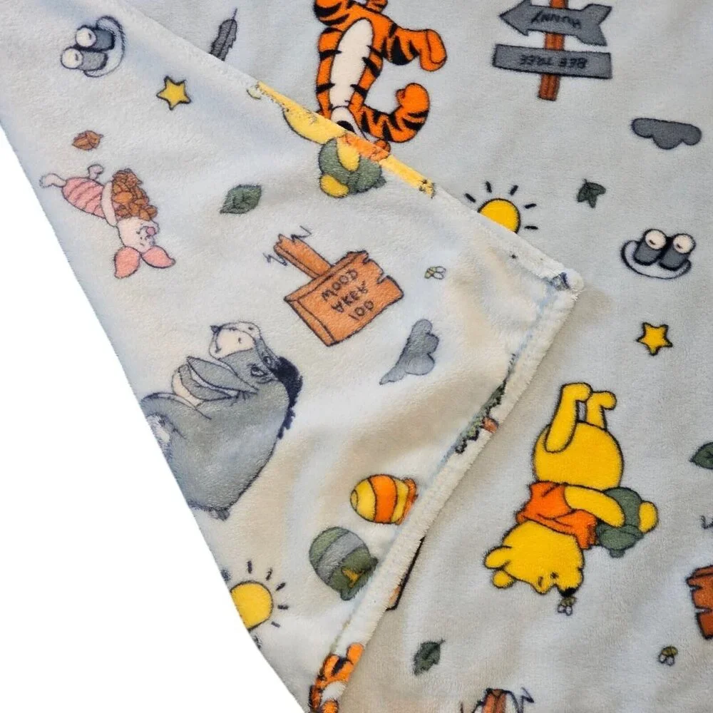 Winnie The Pooh Light Blue Plush Throw Blanket Tiktok Viral 50 X‎ 70 NWOT